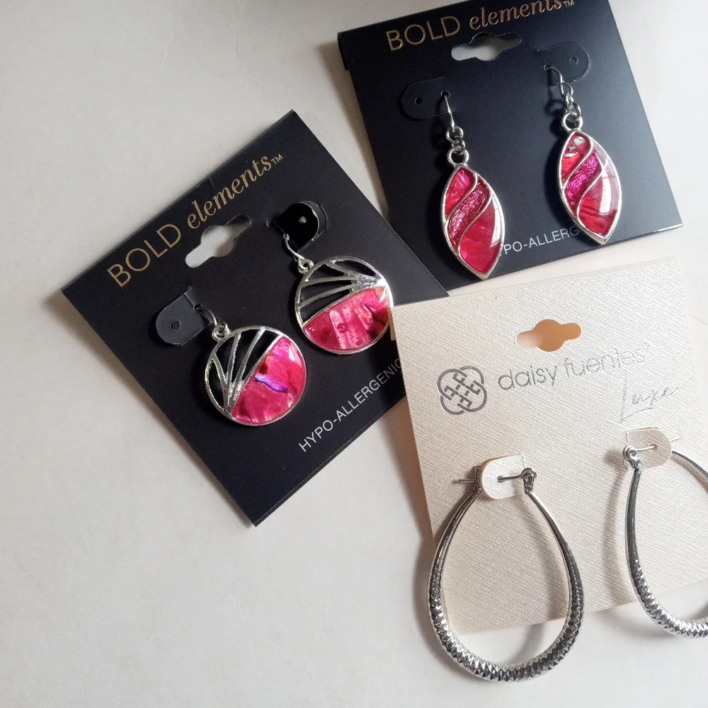 Bold Elements & Daisy Fuentes Luxe 3 Pairs Earrings Brand New - Picture 2 of 3